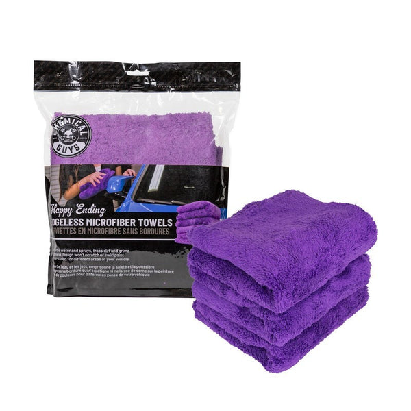 Chemical Guys Ultra Edgeless Microfiber Towel - 16in x 16in - Purple - 3 Pack (16 Pack)