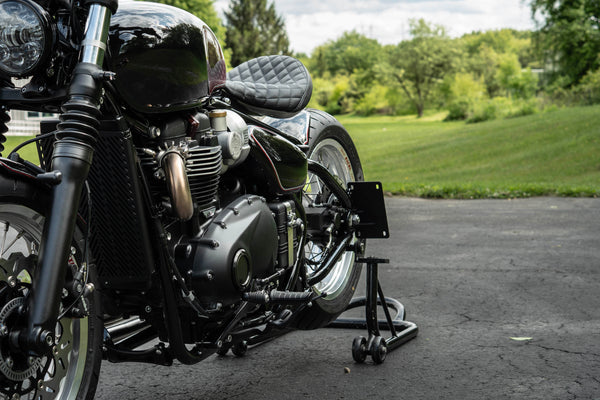 Triumph Side Axle Mount License Plate Bracket - Fits All 2016+ Triumph Classics Including Bobber - Speed Twin - Thruxton - Speedmaster