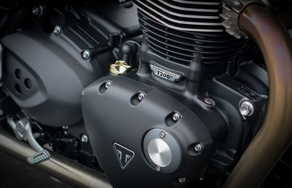 Triumph Machined Brass Oil Filler Cap - Brogue Moto