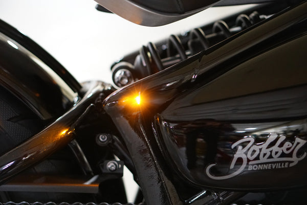 Triumph Bobber Machined Frame Rail Turn Kits - Featuring Kellermann Atto Dark Integral LED's
