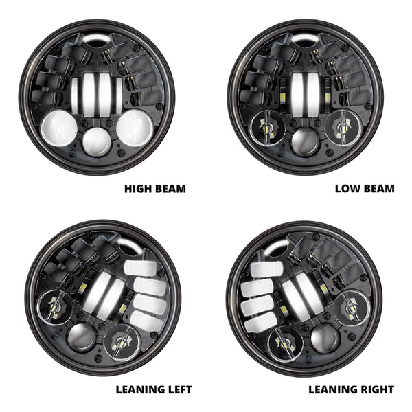 led motorcycle headlight model 8690 adaptive optics combined