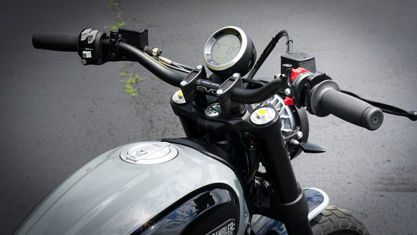 Ducati Scrambler Gauge Relocation + Handlebar kit + Ignition Relocation Kit + 7" Led Headlight Conversion